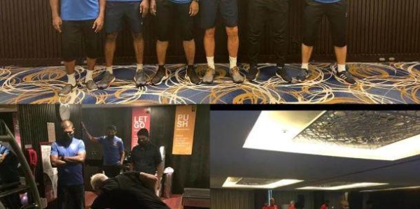 Xingkong-马尔代夫备战40强赛受困疫情：酒店宴会厅当训练场